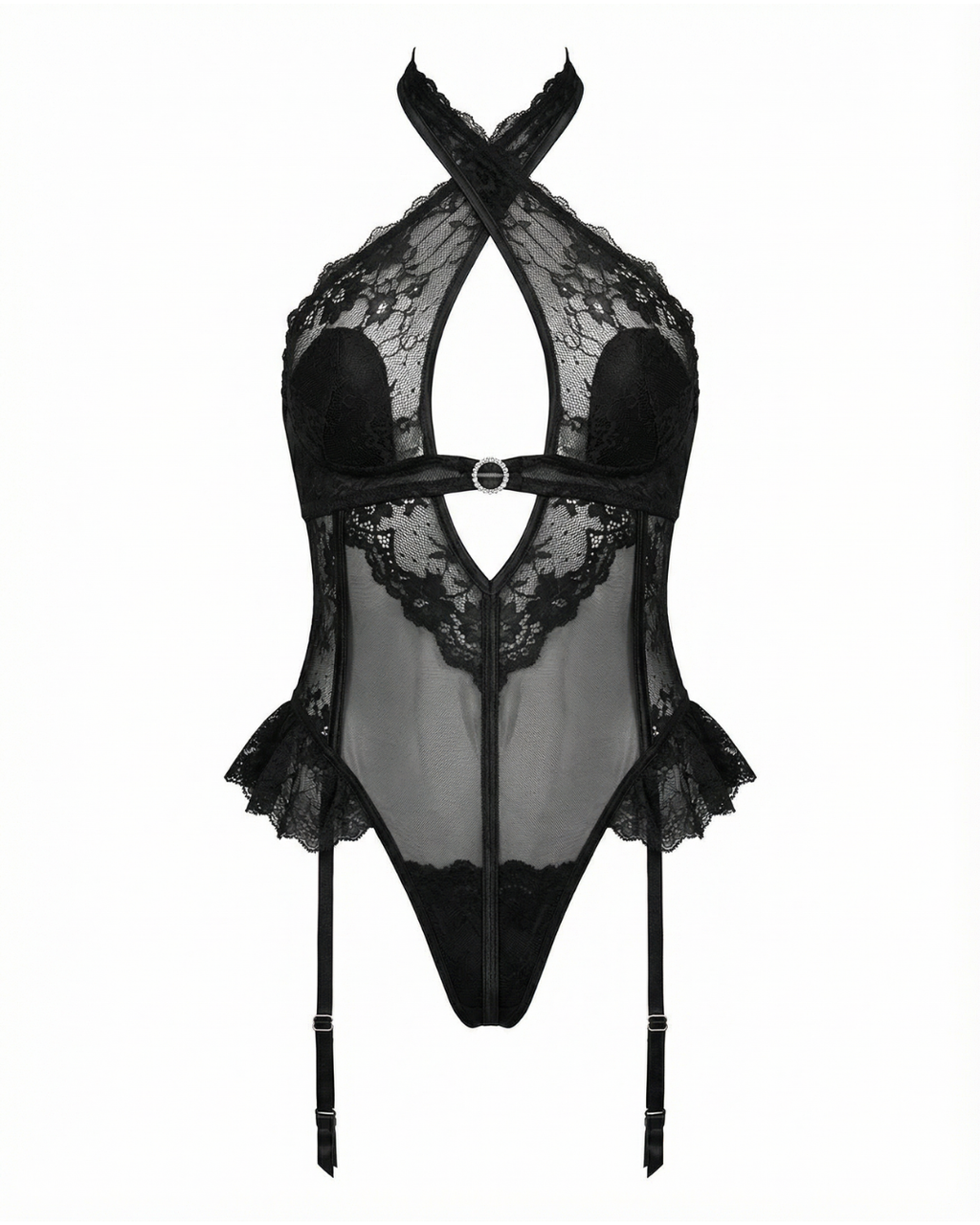 Transparan Dantel Jartiyer Body - LV8621