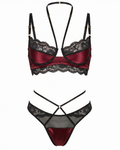 Bordo Siyah Dantel Detaylı Bralet Takım - LV8623