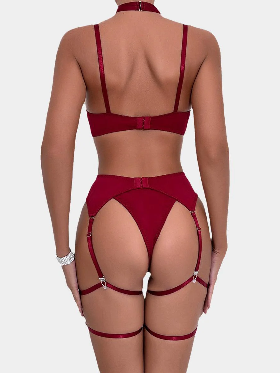 Red Velvet Fiyonk Detaylı Jartiyer Takım - LV8632