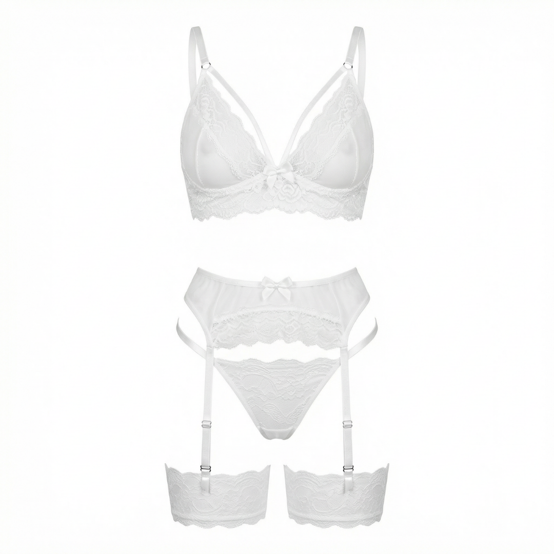 Beyaz Dantelli Fantazi Jartiyer Takımı