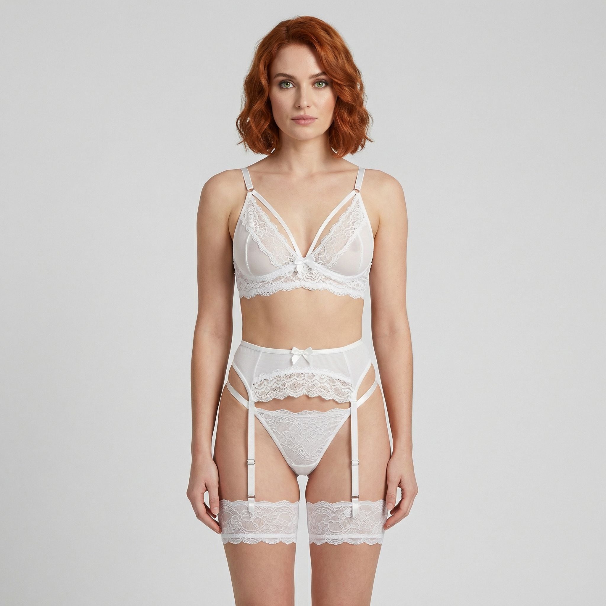 Beyaz Dantelli Fantazi Jartiyer Takımı