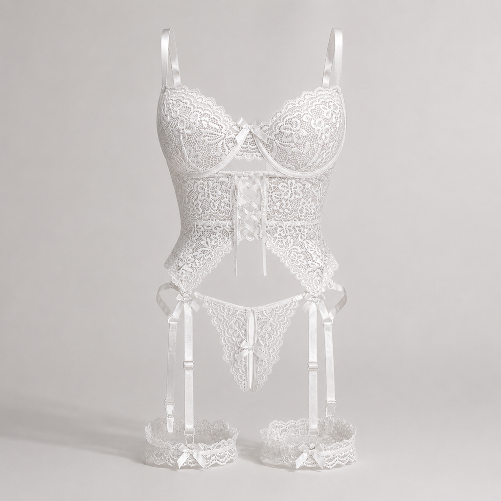 White Elegance Dantel Jartiyer Takım - LV8462