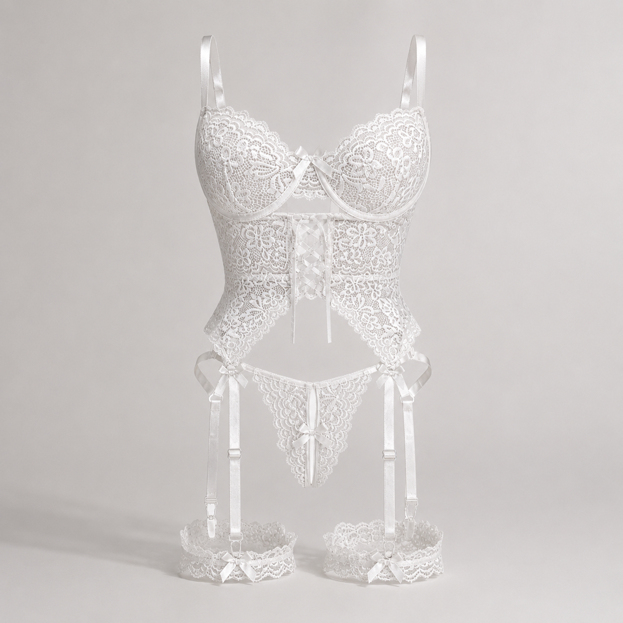 White Elegance Dantel Jartiyer Takım - LV8462