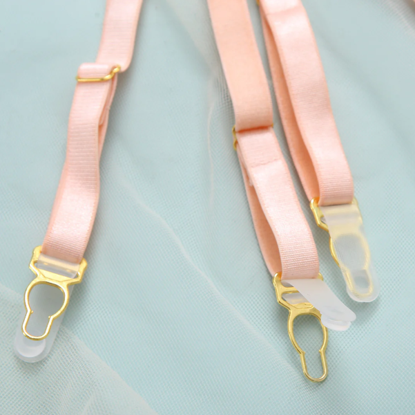 Pudra Nakışlı Zincir Detaylı Jartiyer Takımı – 4’lü Lüks Set - LV8415