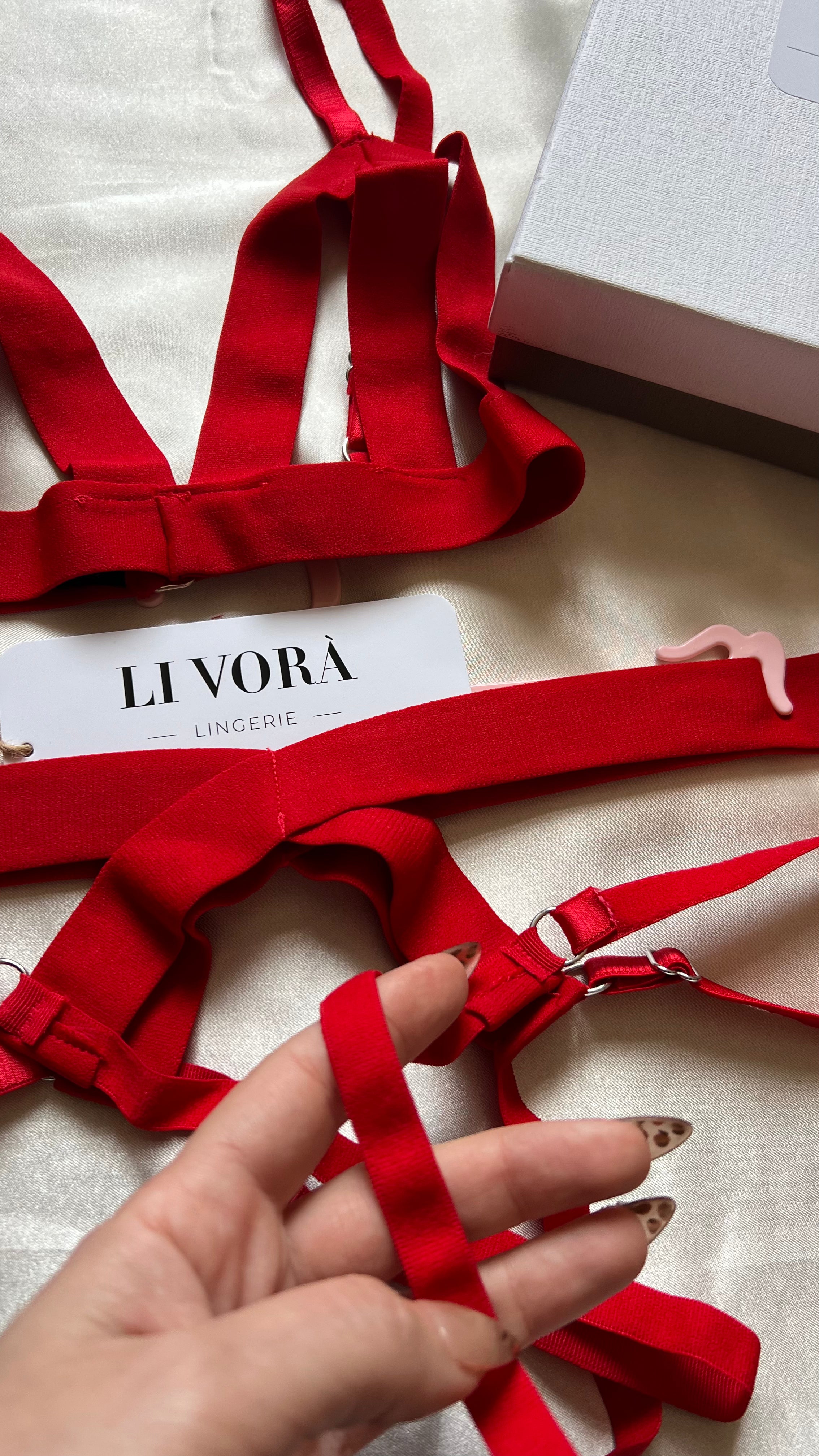 Fantezi İç Çamaşırı Kırmızı - Özel Bölgeler Açık