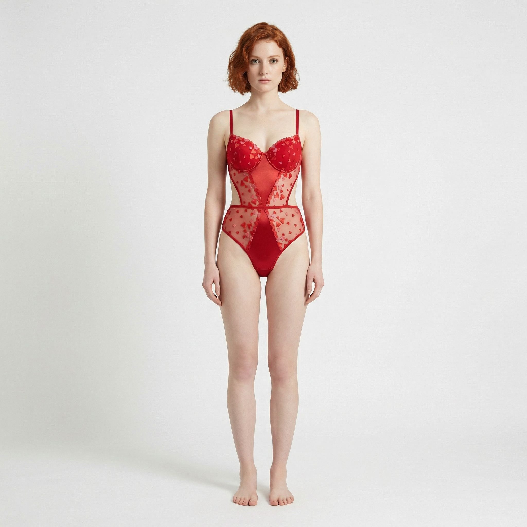 Kırmızı Kalp Detaylı Body