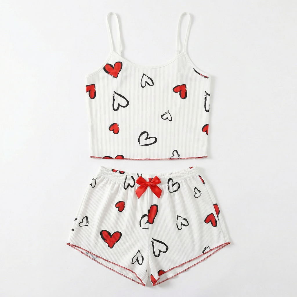 Kalp Desenli Pijama Takımı