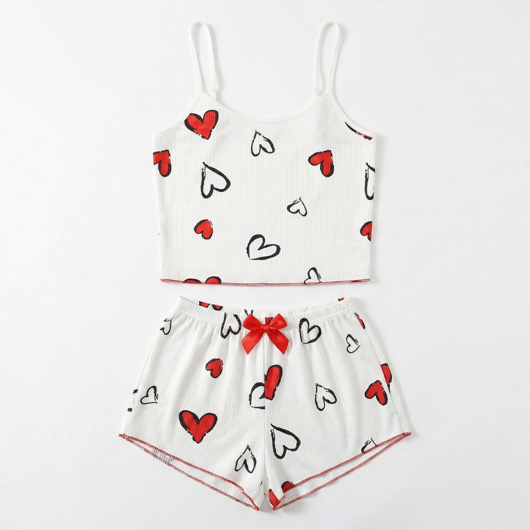 Kalp Desenli Pijama Takımı