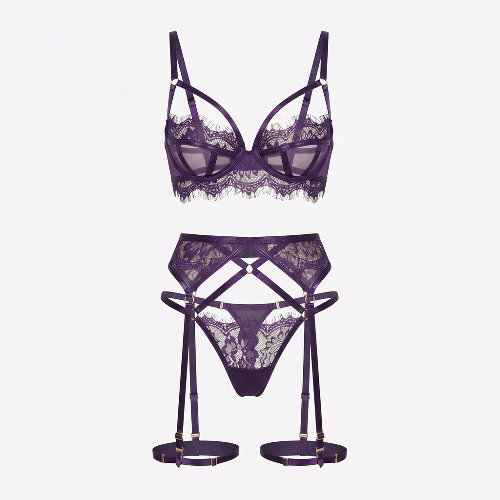 Mor Dantel Jartiyerli Fantazi Takım